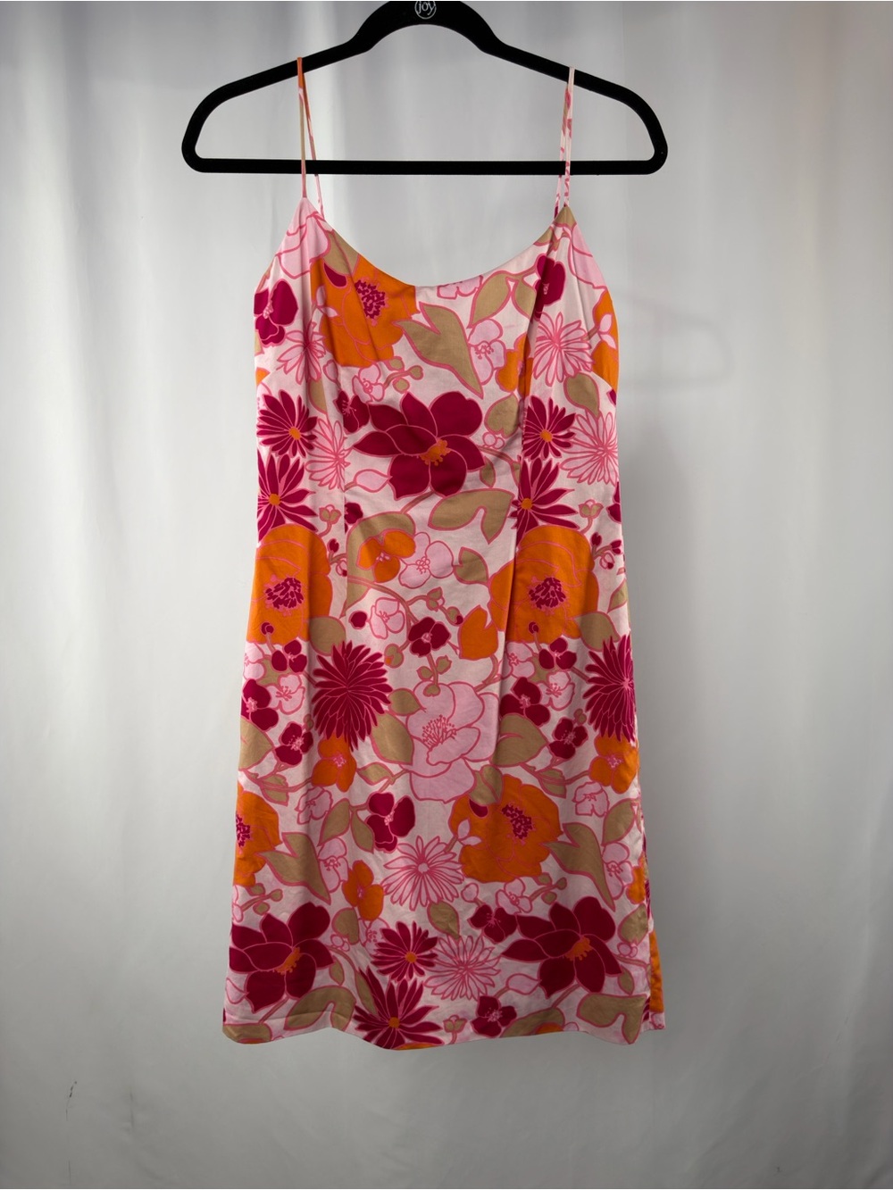 Vintage Ann Taylor Cotton Floral Slip Dress in Pink, Orange & Magenta Size 4